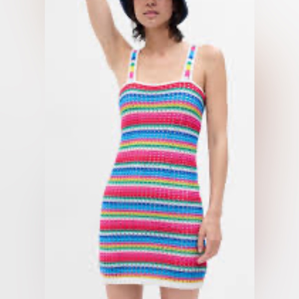 Colorful Crochet Mini Dress